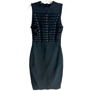 Fashion Nova Black Bandage Dress with Shear Mesh Top with Straps Size Large